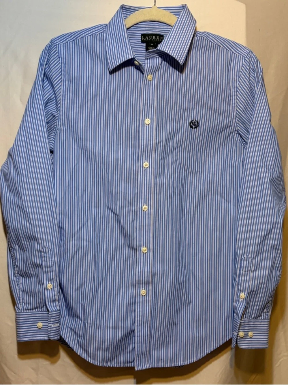 Ralph Lauren Blue and White Striped Dress Shirt